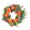 Autumn Wreath with Pumpkin Mixed Leaves Berries and Flowers