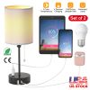 2Pcs Beside Lamps for Bedroom 3 Color Modes Nightstand Lamp USB C+A AC Output Ports Pull Chain E26 Bulb Light
