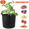 3 Pack Plant Grow Bags Potato Vegetable Planter Bags Breathable Planting Fabric Pots 3Gallons