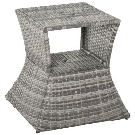 Outsunny Rattan Tea Bistro Side Table with Umbrella Hole