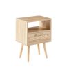 15.75" Rattan End table with drawer and solid wood legs
