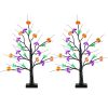 2Pack 1.97FT Lighted Halloween Trees Halloween Indoor Decorations Black Halloween Tree Lights with Timer Adjustable Twigs for Tabletop Party