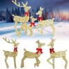 3 Pieces 2D Lighted Christmas Deer Family Set Indoor Outdoor Light Up Reindeer Decorations Lighted Buck Doe Fawn Display with 8 Lighting Modes