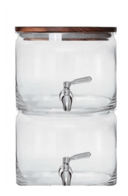 Better Homes & Gardens 240oz Stacking Glass Beverage Dispenser with Acacia Wood Lid