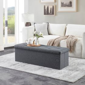 Folding Storage Ottoman Bench, Ottoman Foot Rest, End of Bed Bench, Storage Chest, with Flipping Lid, for Living Room, Bedroom, Entryway, 47 Inch