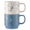 2 Pack Stacking Celestial White and Blue Mugs 14.2 fl oz, Stoneware
