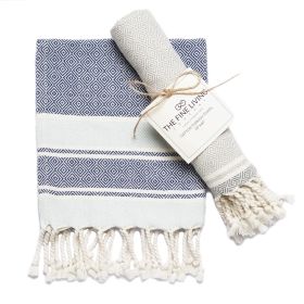Turkish Hand Towels 2 Pack 100% Cotton Kitchen and Bathroom Hand Towels Decorative Hand Towels for Bath Guest Face Hair Tea Dishcloth 40x18 inch Blue