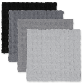 Mainstays 100% Cotton Waffle Dishcloths, 4 Pieces, 12 in x 12 in, Gray