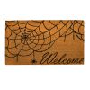 Decorative Halloween Welcome Mat Spider Web Natural Coco Coir Mats with Non Slip PVC Backing Indoor Outdoor Mats for Home & Office Floor Mats for Door