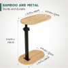 Bamboo Bathtub Tray Table Bath Side Table with Metal Base Adjustable Height