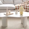 47" Japandi Funky Wood Coffee Table Abstract Cloud Shaped in White