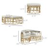 Outsunny Patio Furniture Set, Round Outdoor Daybed with Retractable Canopy, Hollow Wicker PE Rattan Sectional Sofa with Cushions for Pool, Lawn, Beige