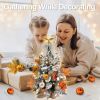 2ft Tabletop Christmas Tree with Light Artificial Small Mini Fall Decoration with Flocked Snow;  Thanksgiving Decor & Xmas Ornaments for Table Top for