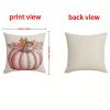 4Pcs Pillow Covers 18x18In Pink Pumpkin Maple Leaf Throw Cushion Cover Happy Fall Pillow Cushion Case for Thanksgiving Sofa Couch Bedroom Home Office