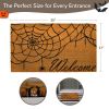 Decorative Halloween Welcome Mat Spider Web Natural Coco Coir Mats with Non Slip PVC Backing Indoor Outdoor Mats for Home & Office Floor Mats for Door