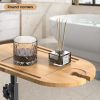 Bamboo Bathtub Tray Table Bath Side Table with Metal Base Adjustable Height