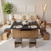 47" Lift-Top Foldable Walnut Coffee Table with Drawers & Cabinet