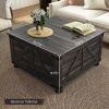 HOMCOM Farmhouse Coffee Table with Storage, Large Square Coffee Table for Living Room Furniture, Wooden Center Table