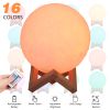 Moon Lamp 3D Printed Night Light 16 Colors Decorative Moon Light Touch Remote Control 3.15in