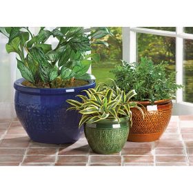 planColorful Jewel-Tone Flower Pot Set - Trio of Vibrant Planters for Home Decor
