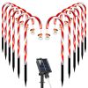 Solar Christmas Candy Cane Lights with 12 Candies 72LEDs Outdoor Christmas Decorations IP44 Waterproof Flickering Pathway Markers String Lights with 8