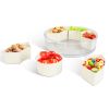 2Pcs Divided Serving Tray with Lid and Handle 360° Rotatable Snack Box Container with 6 Dividers Clear Portable Snack Platters for Fruit Candy Nut Sna