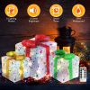 Set of 3 Christmas Lighted Gift Boxes Xmas Present Ornament 50 LED Christmas Box Decorations with Ribbon Bows IP44 Waterproof Battery Powered for Indo