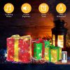 Set of 3 Christmas Lighted Gift Boxes Xmas Present Ornament 50 LED Christmas Box Decorations with Ribbon Bows IP44 Waterproof Battery Powered for Indo