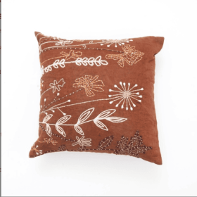 Linen Embroidered Lumbar Pillow (Option: Natural)
