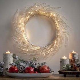 24" LED Lighted Paper Wreath with Timer for Valentine's Day Décor, Warm Lights, Battery Operated (Color: Warm White Lights)